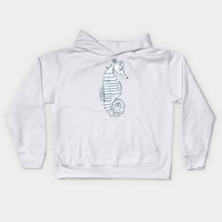 Pencil Sketch of a Seahorse on Warm Pink Kids Hoodie